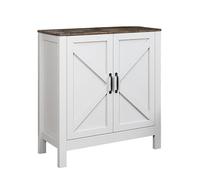 MB Muebles Bonitos, Buffet Rustique avec Portes croisées Style Grange Olivia pour Salon et Salle à Manger Moderne, Mélamine Mate, Couleur Blanc et Chêne Rustic, 80x85x40 cm