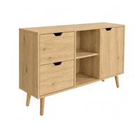 MB Muebles Bonitos Buffet Salle à Manger Étroit Chêne EOS 120cm | 1 Porte et 2 Tiroirs, 2 Niveaux Intérieurs, Étagère Réglable, 120 cm (Largeur) 30 cm (Profondeur) 72 cm (Hauteur), Modèle Leo
