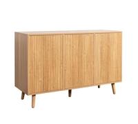 MB Muebles Bonitos | Buffet Salon Chêne Alba 120 cm Renzo | Meuble de Rangement Design Cannelé 3 Portes avec Pieds en Bois | Bahut Moderne Scandinave pour Salle à Manger | 120x76x40 cm