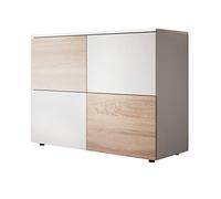 MB Muebles Bonitos, Buffet Zoel pour Salon et Salle à Manger Moderne, Commode en Mélamine Mate, Couleur Blanc et Sonoma, 90x71x34 cm