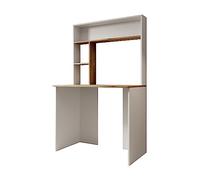MB Muebles Bonitos, Bureau avec Étagère Pixel, 10 Étagères, Mélamine Mate, Couleur Pin et Blanc, Longueur 90 cm