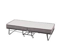 MB Muebles Bonitos, Lit Simple Pliant Pegaso avec Matelas 80x190 cm, Cadre en Métal Noir et Sommier Résistant, Lit Individuel avec roulettes Facile à Ranger