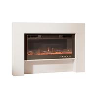 MB Muebles Bonitos, Meuble avec Cheminée Électrique Décorative Candela pour Salon Moderne, Poêle Électrique à Faible Consommation 1000/2000W, Effet Flamme LED, Meuble laqué Blanc 127,4x86,6x21 cm