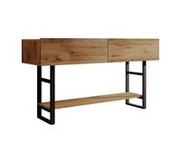 MB Muebles Bonitos, Meuble d’Entrée Factory R1 Design Industriel, Console pour Entrée, Structure en Acier Noir Mat, Mélamine Couleur Pin Atlantique, 139x75x43 cm