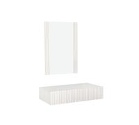 MB Muebles Bonitos, Meuble d’Entrée Mural avec Miroir Amira, Meuble Suspendu avec Tiroir et Façade à Rainures, Mélamine et PVC, Blanc, Idéal pour Entrées et Couloirs
