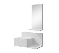 MB Muebles Bonitos, Meuble d’Entrée Mural Isabela avec Miroir et Tiroir, Design Moderne Ssuspendu, Mélamine Mate, Couleur Blanc, 60x29.5x30 cm