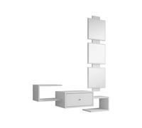 MB Muebles Bonitos, Meuble d’Entrée Mural Neo avec Miroir et Tiroir, Design Moderne Suspendu, Mélamine Mate, Couleur Blanc, 99.5x145x29.5 cm