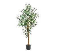 MB Muebles Bonitos, Olivier Artificiel avec Tronc Naturel et Pot Noir, Plante Décorative Réaliste pour Intérieur, Feuilles en PE avec Olives, Hauteur 145 cm, Décoration Maison et Bureau