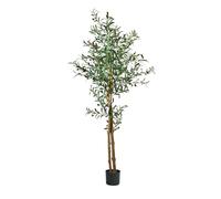 MB Muebles Bonitos, Olivier Artificiel avec Tronc Naturel et Pot Noir, Plante Décorative Réaliste pour Intérieur, Feuilles en PE avec Olives, Hauteur 175 cm, Décoration Maison et Bureau