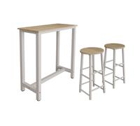 MB Muebles Bonitos, Table de Bar Haute ANI avec Deux tabourets pour 2 Personnes avec Pieds en Métal, Table Cuisine en Mélamine Mate, Couleur Blanc et Sonoma, 100x100x40 cm