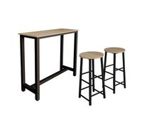 MB Muebles Bonitos, Table de Bar Haute ANI avec Deux tabourets pour 2 Personnes avec Pieds en Métal, Table Cuisine en Mélamine Mate, Couleur Noir et Sonoma, 120x100x40 cm