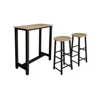 MB Muebles Bonitos, Table de Bar Haute ANI avec Deux tabourets pour 2 Personnes avec Pieds en Métal, Table Cuisine en Mélamine Mate, Couleur Noir et Sonoma, 100x100x40 cm