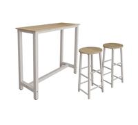 MB Muebles Bonitos, Table de Bar Haute ANI avec Deux tabourets pour 2 Personnes avec Pieds en Métal, Table Cuisine en Mélamine Mate, Couleur Blanc et Sonoma, 120x100x40 cm