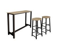 MB Muebles Bonitos, Table de Bar Haute ANI avec Deux tabourets pour 2 Personnes avec Pieds en Métal, Table Cuisine en Mélamine Mate, Couleur Noir et Sonoma, 140x100x40 cm