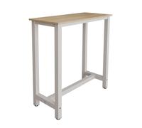 MB Muebles Bonitos, Table de Bar Haute ANI pour 2 Personnes avec Pieds en Métal, Table Cuisine en Mélamine Mate, Couleur Blanc et Sonoma, 100x100x40 cm