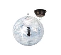 BeamZ Lighting Boule à facettes Fuzzix MB30M 30 cm – Sphère en PVC, Moteur 230V, Argenté