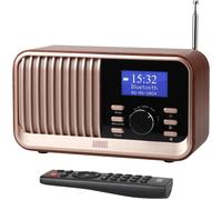 Mb450K-Radio Dab Dab+ Fm Rechargeable Double Réveil-Radio Portable Rétro Avec 60 Présélections,Haut-Parleur Bluetooth 5.3,Usb/Aux/Carte Microsd,Autonomie 18H Et Télécommande¿Chêne