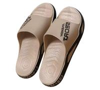 MBACODAI Big Size 50 51 Men Outside Slippers Fashion Flip Flops Summer Beach Sandals Thick Sole Non-slip Slides Home Casual Bathroom Shoe(Kaki,40 EU)