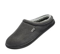 MBACODAI Chaussons d'hiver en coton for hommes, sandales épaisses, chaussures plates décontractées à semelles souples, grande taille 50(gris,50 EU)
