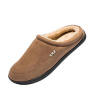 MBACODAI Chaussons d'hiver en coton for hommes, sandales épaisses, chaussures plates décontractées à semelles souples, grande taille 50(brun,50 EU)