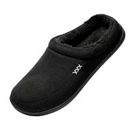 MBACODAI Chaussons d'hiver en coton for hommes, sandales épaisses, chaussures plates décontractées à semelles souples, grande taille 50(Noir,50 EU)