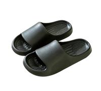 MBACODAI Grande taille 47 48 50 hommes été pantoufles intérieur femmes pantoufle sandales salle de bain tongs chambre diapositives plates(Noir,51 EU)