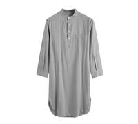 MBACODAI Mode Solide Tout-Match Chemise de Nuit Hommes décontracté Sommeil Robes à Manches Longues col Rond Chemises de Nuit Mode Confortable vêtements de Nuit (Color : Gris, Size : 5XL)