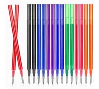 MBAIYO Lot de 16 mines de rechange effaçables multicolores pour stylo à bille - 8 couleurs - Pointe de 0,7 mm - Kit de recharge pour stylo roller effaçable - Pour enfants, étudiants, débutants