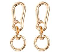 MBAIYO Lot de 2 mousquetons rotatifs dorés - En métal - Avec articulation pivotante - Fermoir mousqueton amovible - Pour bricolage, porte-clés, sac à main, sac à dos, accessoires