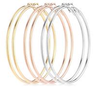 MBAIYO Lot de 4 paires de grandes boucles d'oreilles créoles, hypoallergéniques cercle créole boucles d'oreilles femmes longueur 60mm statement hoop boucles d'oreilles clip acier inoxydable argent