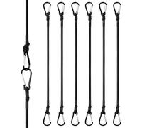 MBAIYO Lot de 6 tendeurs élastiques avec mousqueton, 30 cm, tendeurs élastiques avec crochets, cordon élastique robuste, noir, pour camping, bâches, tente, bagages, voiture et motos