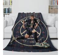 Mbappé Couverture Peluche - Football Couverture Cool Cadeau Anniversaire pour Mari/Petit Ami/Petite Amie/Voisin - Décor Berceau Canapé Lit 50x60inch(127x152cm)