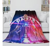 Mbappé Couverture Peluche - Football Couverture Douce Cadeau Anniversaire pour Mari/Petit Ami/Petite Amie/Voisin - Canapé Lit Bureau Voyage Décor 40x50inch(100x130cm)