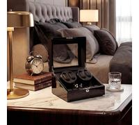 MBBTAG Boîte Remontoir Automatique pour 4+6 Montres, Rangement Montre, 5 Modes de Rotation avec Régulation de Vitesse Indépendante, Alimentation USB/Batterie, Cadeau de Noël(Black-10 Watch)