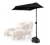 MBBTAG Demi Parasol Balcon Rectangulaire 2,5x1,3m avec Pied, Réglable en Hauteur, Parasol de Jardin Exterieur, Parasol Deporte pour Petit Balcon Terrasse Appartement Jardin(Noir)