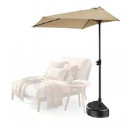 MBBTAG Demi Parasol Balcon Rectangulaire 2,5x1,3m avec Pied, Réglable en Hauteur, Parasol de Jardin Exterieur, Parasol Deporte pour Petit Balcon Terrasse Appartement Jardin(Khaki)