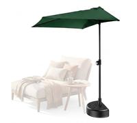 MBBTAG Demi Parasol Balcon Rectangulaire 2,5x1,3m avec Pied, Réglable en Hauteur, Parasol de Jardin Exterieur, Parasol Deporte pour Petit Balcon Terrasse Appartement Jardin(Vert)