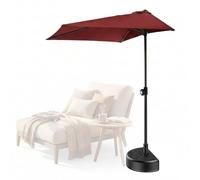MBBTAG Demi Parasol Balcon Rectangulaire 2,5x1,3m avec Pied, Réglable en Hauteur, Parasol de Jardin Exterieur, Parasol Deporte pour Petit Balcon Terrasse Appartement Jardin(Rouge)