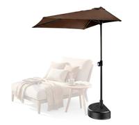 MBBTAG Demi Parasol Balcon Rectangulaire 2,5x1,3m avec Pied, Réglable en Hauteur, Parasol de Jardin Exterieur, Parasol Deporte pour Petit Balcon Terrasse Appartement Jardin(Marron)