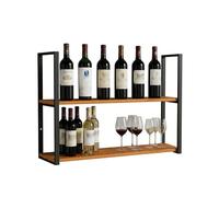 MBBTAG Étagère à vin Murale Bois et Métal Casier 2 Niveaux / 3 Niveaux Porte Bouteille Mural Robustesse et Grande Capacité pour Bar Cuisine Salon Salle à Manger et Café(150x70cm)