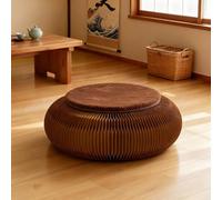 MBBTAG Pouf Rond Pliable en Carton avec Coussin Style Japonais Tabouret Bas Accordeón Design Créatif pour Méditation Salon Chambre et Salle de Jeux Économiseur d'Espace et Léger(Marron)