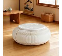 MBBTAG Pouf Rond Pliable en Carton avec Coussin Style Japonais Tabouret Bas Accordeón Design Créatif pour Méditation Salon Chambre et Salle de Jeux Économiseur d'Espace et Léger(Blanc)