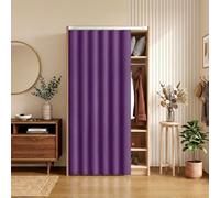MBBTAG Rideau Placard Cuisine sans Percage, Occultant avec Rail Coulissant Auto-Adhésif Cache Placard pour Salle de Bain, Rideau sous Evier, Rideau Dressing et Étagères(Violet,W 100 x H 140cm)