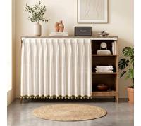MBBTAG Rideau sous Evier sans Perçage, Rideau Placard Auto-Adhésif, Cache Placard Cuisine Anti-poussière pour Lave-Vaisselle, Salle De Bain, Armoire à Chaussures(White (Classic),W 180 x H 50cm)