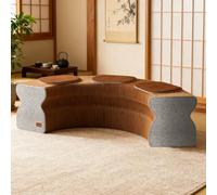 MBBTAG Tabouret Pliable en Carton, Accordéon Chaise Papier Kraft - Design Moderne, Structure Stable Hexagonale, Multifonction pour Salon, Chambre, Bibliothèque(Marron,31x37.5x120~150cm)