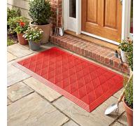 MBBTAG Tapis D'entrée Grattoir Antidérapant en EVA avec Brosses, Modulable à Clips Tapis Caillebotis - Paillasson Antidérapant pour Porte Cour Couloir et Commerce(Rouge,180x360cm(1-Brush))