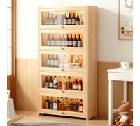 MBBTAG Vitrine pour Collection en Bois de Pin avec Façade Acrylique Transparente pour Présentation de Figurines et Objets de Collection Salon Bureau Chambre(80x28x164cm)