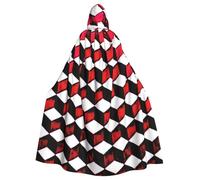 MBCbjg Cape à capuche 3D rouge à carreaux pour adultes, unisexe, pour Halloween, cosplay, sorcière, vampire et costumes de fête