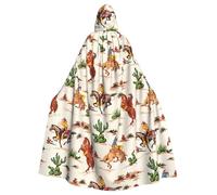 MBCbjg Cape à capuche unisexe pour adulte avec imprimé cowboy Ride Horse pour Halloween, cosplay, sorcière, vampire et costumes de fête