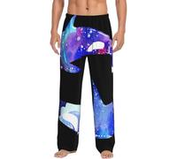 MBCbjg Pantalon de pyjama pour homme avec imprimé orque, pantalon de nuit doux avec poches, pyjama léger pour un sommeil confortable et une détente, Noir , XL